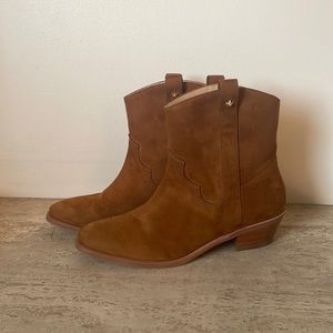 Vegan suede western ankle boots